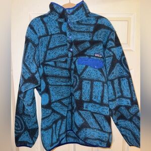 Patagonia Abstract Blue and Black Crewneck Sweater